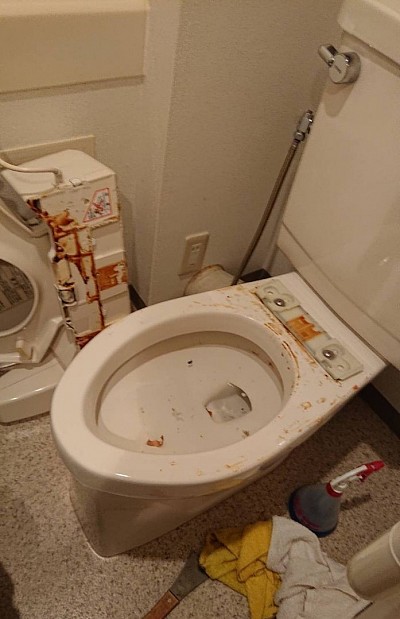 トイレ洗浄中の様子